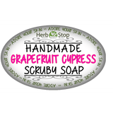 Handmade Grapefruit Cypress Scrubby Soap Label - Front