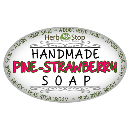 Handmade Pine-Strawberry Soap Label - Front