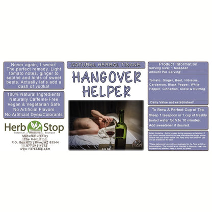 Hangover Helper Loose Leaf Herbal Tea Label