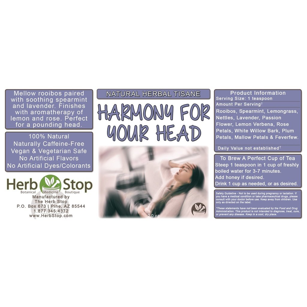 Harmony For Your Head Loose Leaf Herbal Tea Label