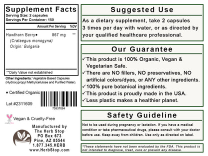 Hawthorn Berry Capsules Label - Back