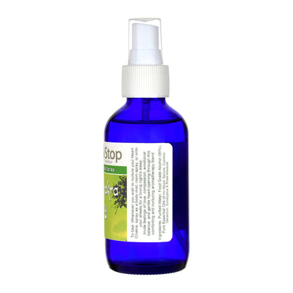 Heart Chakra Aromatherapy spray bottle with a white label on a white background