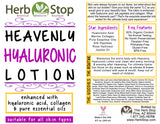 Heavenly Hyaluronic Lotion Label