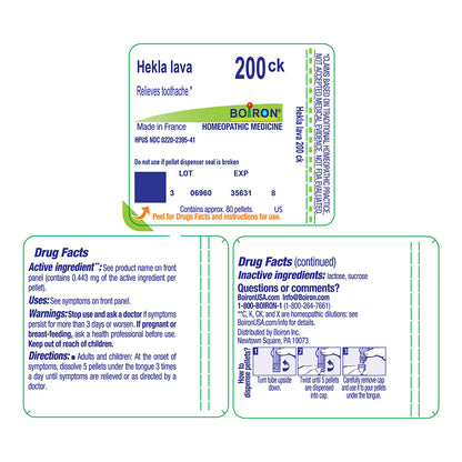 Hekla Lava 200ck by Boiron product label