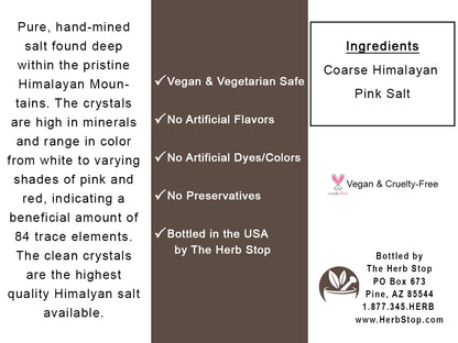 Himalayan Salt Coarse Label - Back