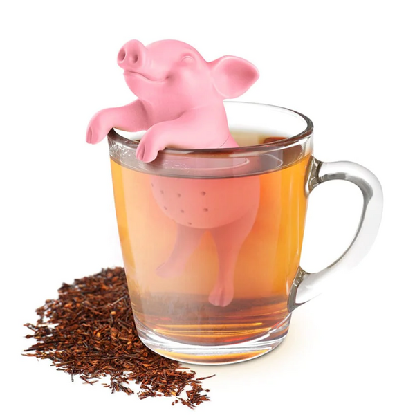 Hot Belly Pig Tea Infuser steeping with Rooibos Tea
