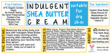 Indulgent Shea Butter Cream Label