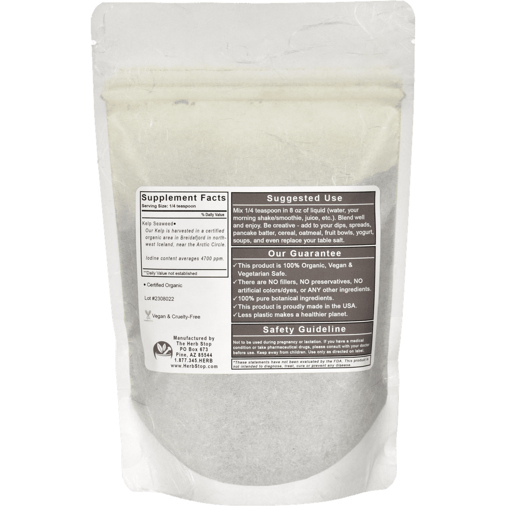 Organic Kelp Seaweed Bag Back
