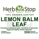 Lemon Balm Leaf Capsules Label - Front
