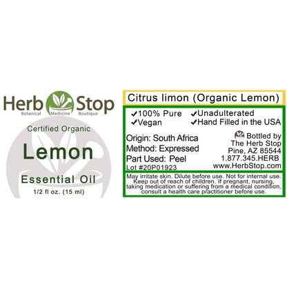 Organic Lemon Essential Oil Label