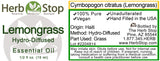 Lemongrass Hydro-Diffused Essential Oil Label