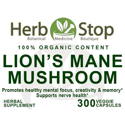Lion's Mane Mushroom Capsules Label - Front