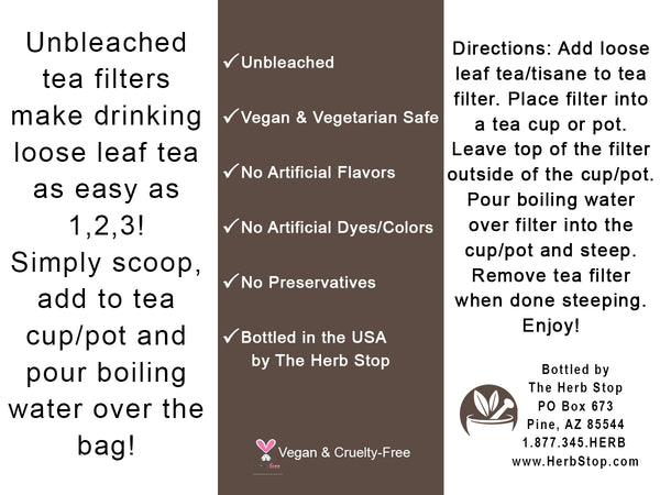 Loose Leaf Tea Filters Label - Back