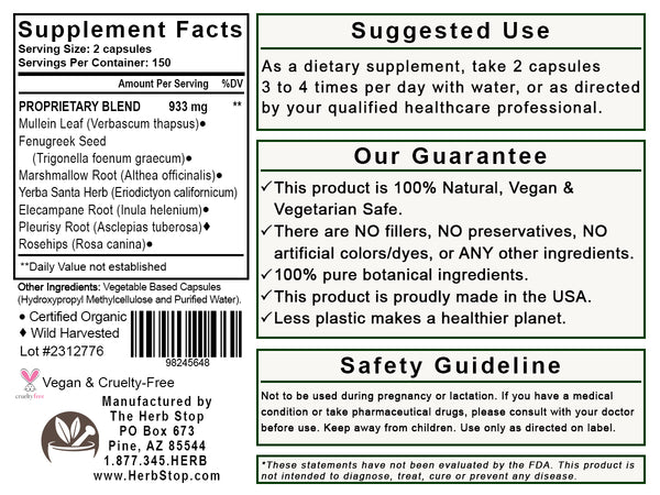 Lung Tonic Capsules Label - Back