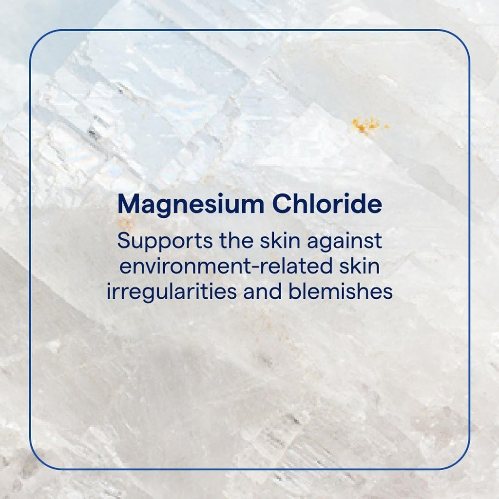 Text about magnesium chloride's benefits for skin on a textured background