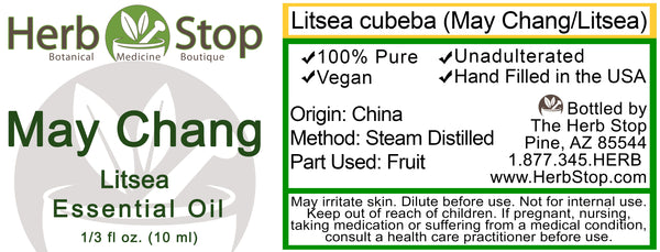 May Chang Essential Oil Label