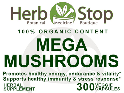Mega Mushrooms Capsules Label - Front