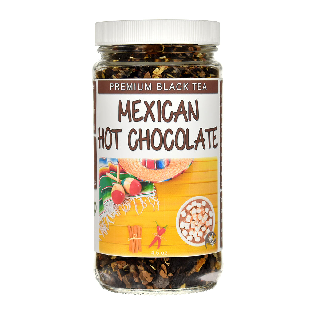 Mexican Hot Chocolate Black Tea in a glass jar