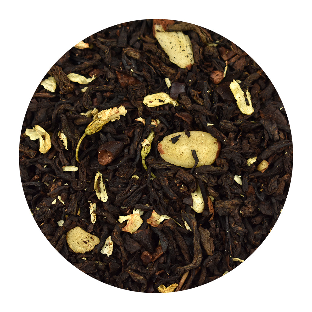 Close-up of Midnight Mocha black tea leaves