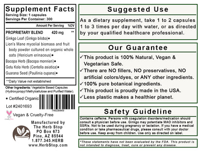 Mind Sharp Capsules Label - Back