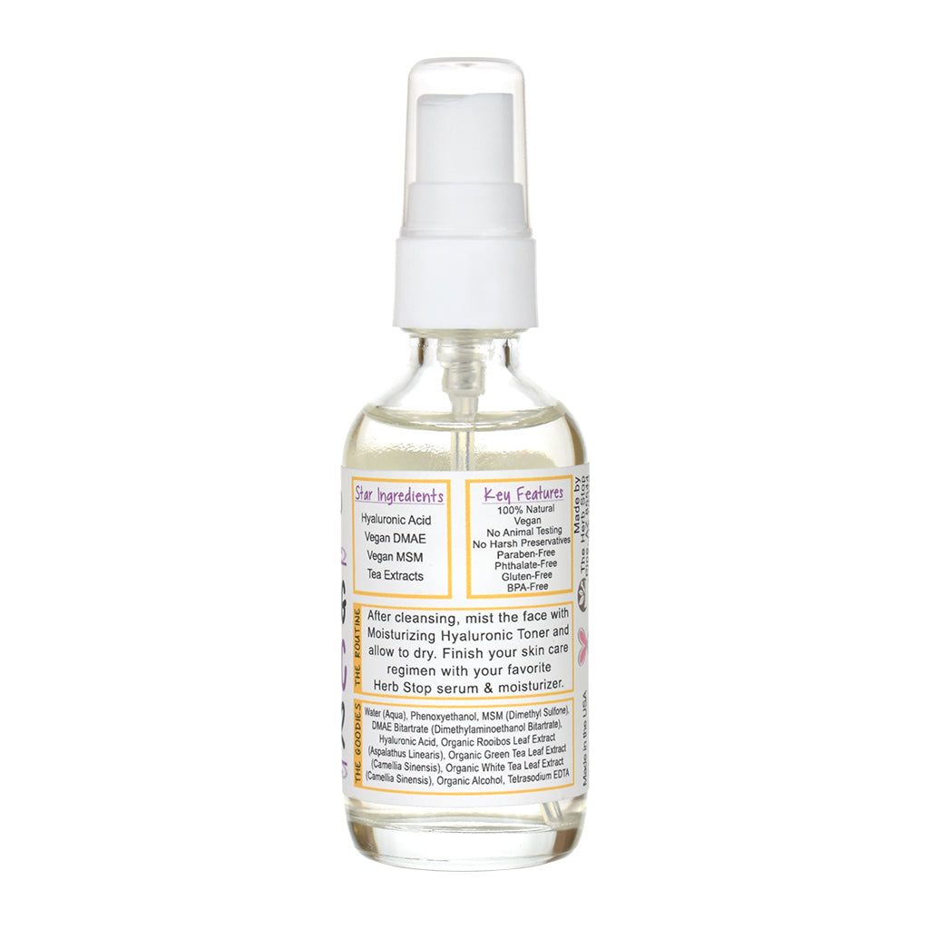 Moisturizing Hyaluronic Acid spray bottle with a white cap on a white background