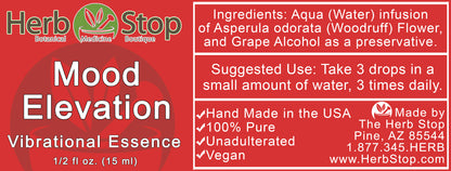 Mood Elevation Vibrational Essence Label