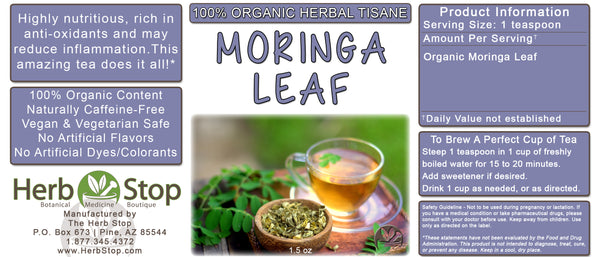 Moringa Loose Leaf Herbal Tea Label