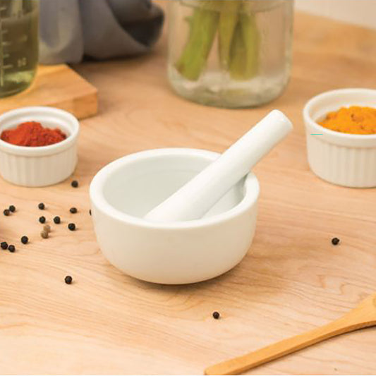 Mortar & Pestle - White Porcelain Round