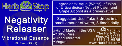 Negativity Releaser Vibrational Essence Label