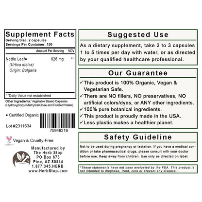 Nettle Leaf Capsules Label - Back