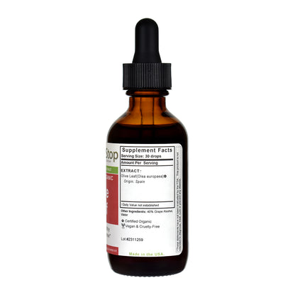 Organic Olive Leaf Liquid Extract 2 oz Bottle - Right
