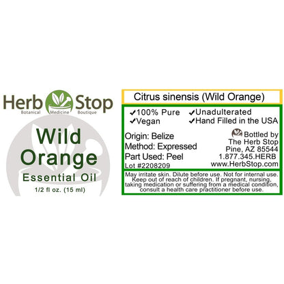 Wild Orange Essential Oil Label