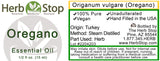 Oregano Essential Oil Label