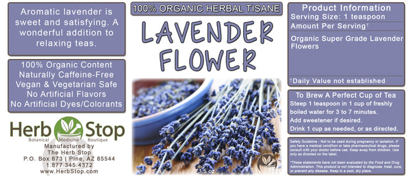 Organic Lavender Flower Loose Leaf Herbal Tea Label