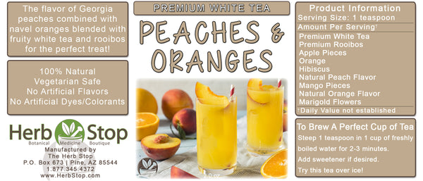 Peaches & Oranges Loose Leaf White Tea Label