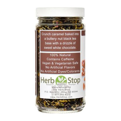 Jar of Pecan Tart Black Tea with a label on a white background