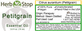 Petitgrain Essential Oil Label