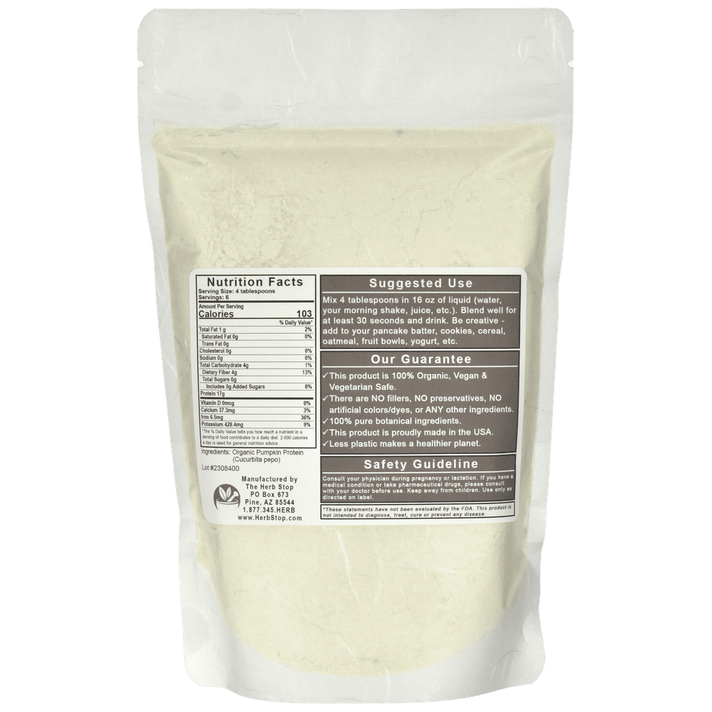 Organic Pumpkin Seed Protein Bag Back