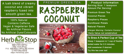 Raspberry Coconut Green Tea Label