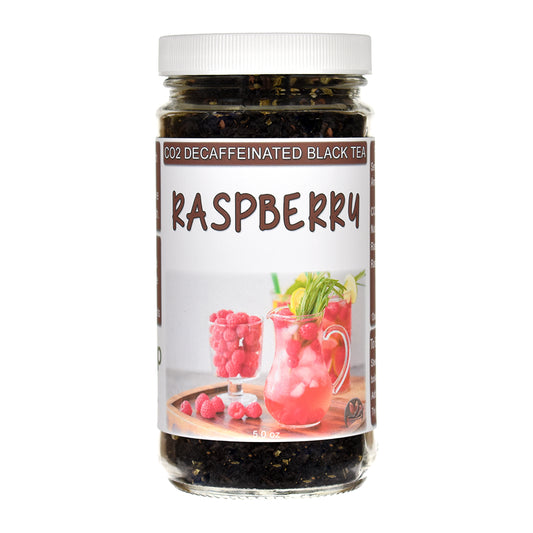 Decaffeinated Raspberry Black Tea Jar on a white background