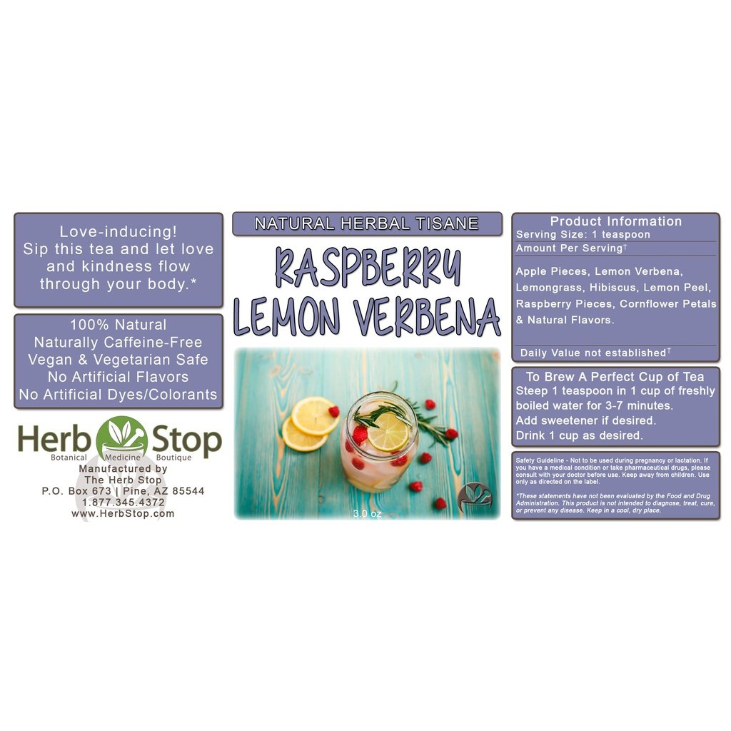 Raspberry Lemon Verbena Loose Leaf Herbal Tea Label