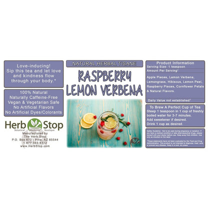 Raspberry Lemon Verbena Loose Leaf Herbal Tea Label