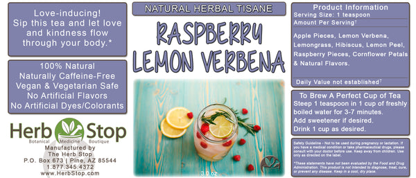 Raspberry Lemon Verbena Loose Leaf Herbal Tea Label
