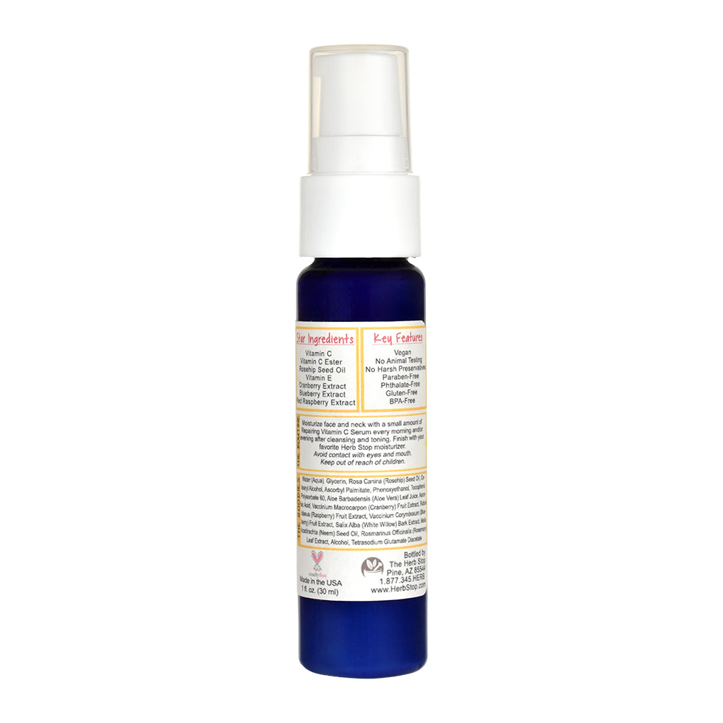Repairing Vitamin C Serum bottle with white cap on a white background