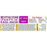 Revitalizing Pumpkin Face Mask Label
