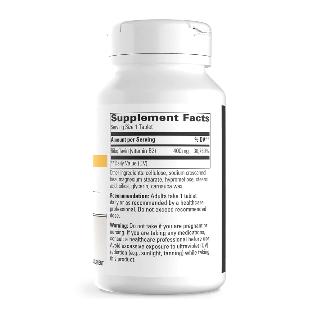 Riboflavin with label on a white background