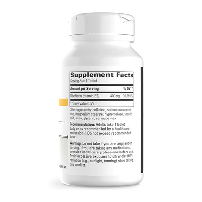 Riboflavin with label on a white background