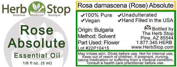 Rose Absolute Essential Oil Label