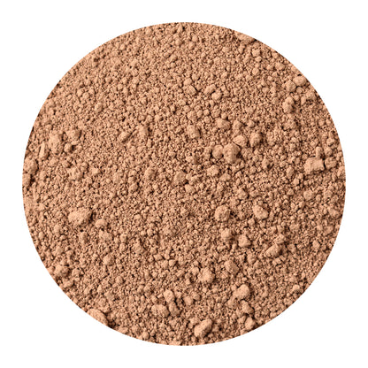 Bulk rose kaolin clay on a white background