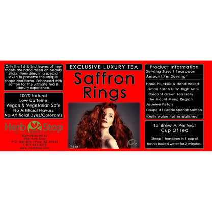 Saffron Rings Luxury Loose Leaf Green Tea Label